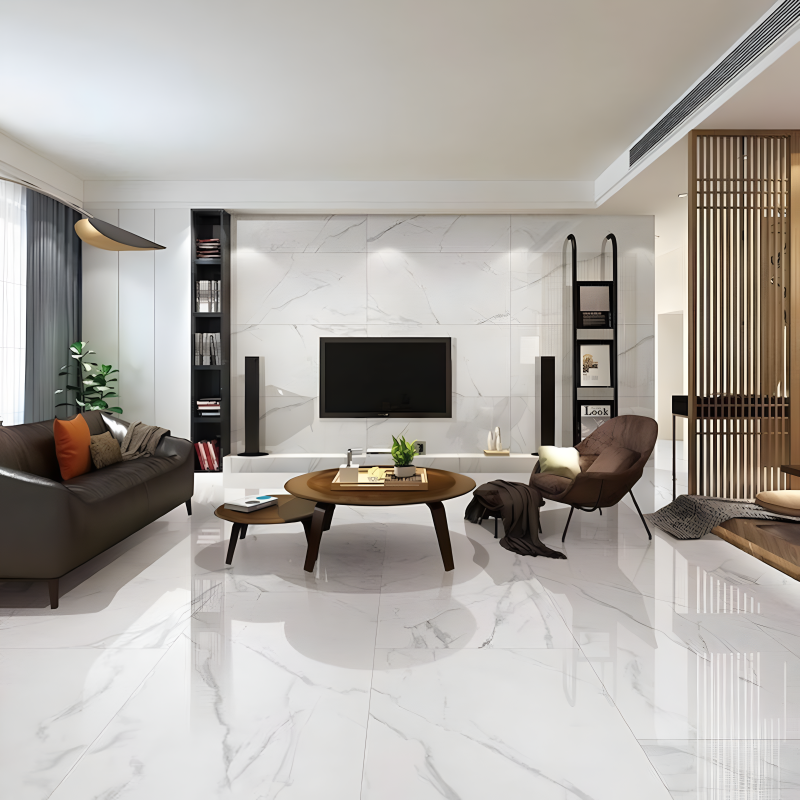 Không gian phòng khách màu trắng tinh tế, đầy thẩm mỹ