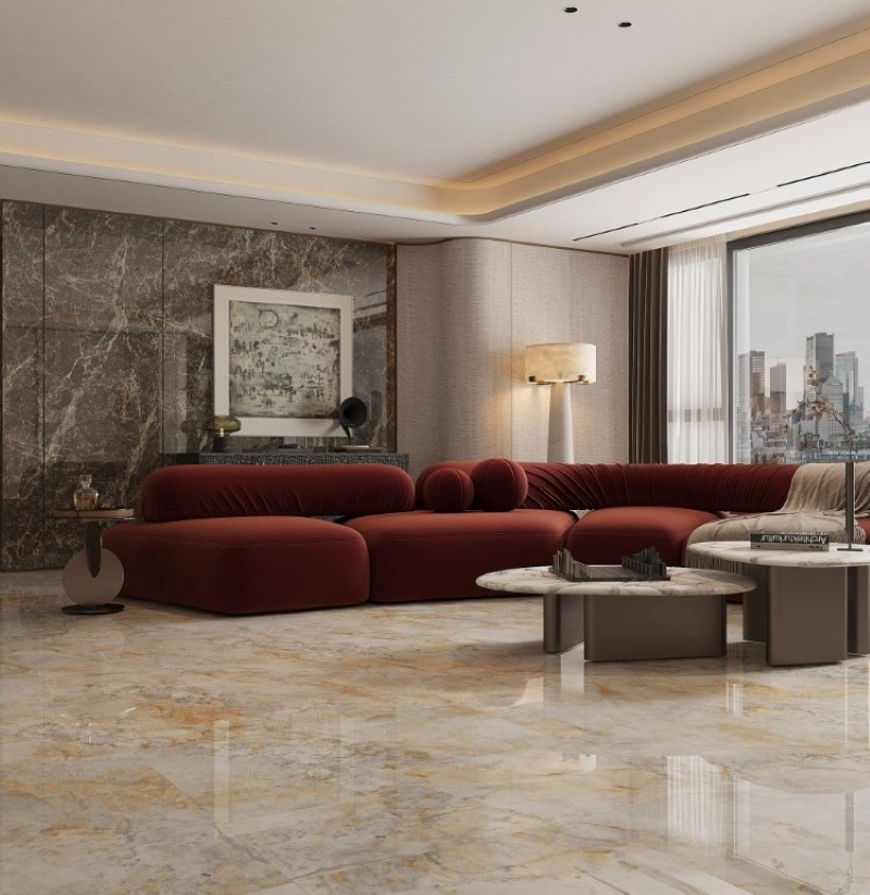 Với tông màu vàng - nâu chủ đạo, gia chủ có thể nhấn nhá thêm nội thất nổi bật