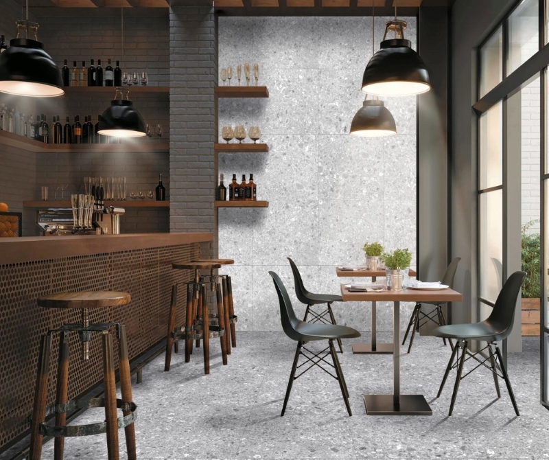 Quán cafe rất ưa chuộng gạch terrazzo vì vẻ đẹp trẻ trung và mới mẻ mà nó mang lại