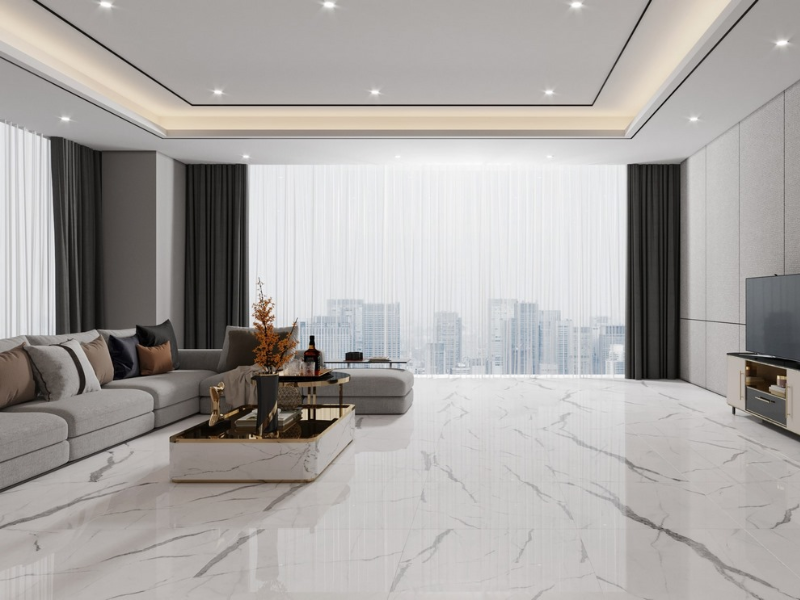 Phòng khách trở nên sáng trọng và tinh tế nhờ mẫu gạch Viglacera SIG-SOB Q01