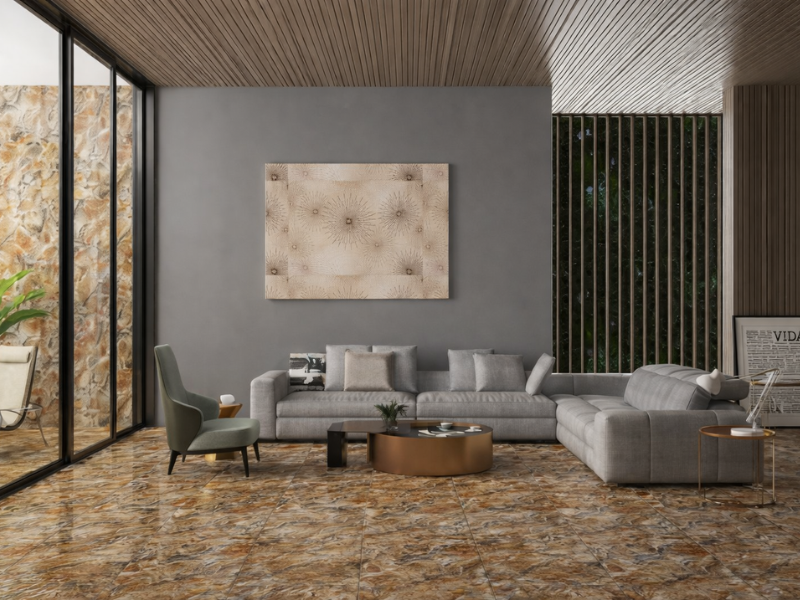 Gạch 60x120 vân đá màu nâu Viglacera MD D61201 đã tạo nên chiều sâu và điểm nhấn mạnh mẽ