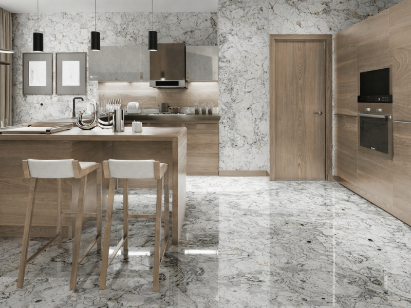 Căn bếp ứng dụng mẫu gạch Viglacera SIG.NHV E01 luôn giữ được sự gọn gàng và sạch sẽ.