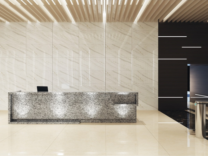 Khu vực sảnh đón khách trở nên đẳng cấp và thoáng rộng hơn nhờ lát nền bằng gạch Viglacera SIG.P-61201.