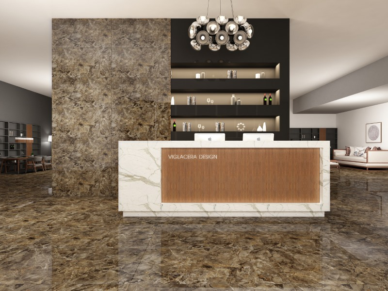 Sảnh lớn với mẫu gạch Viglacera ECO D61204 lát nền càng thêm phần ấn tượng và cá tính.