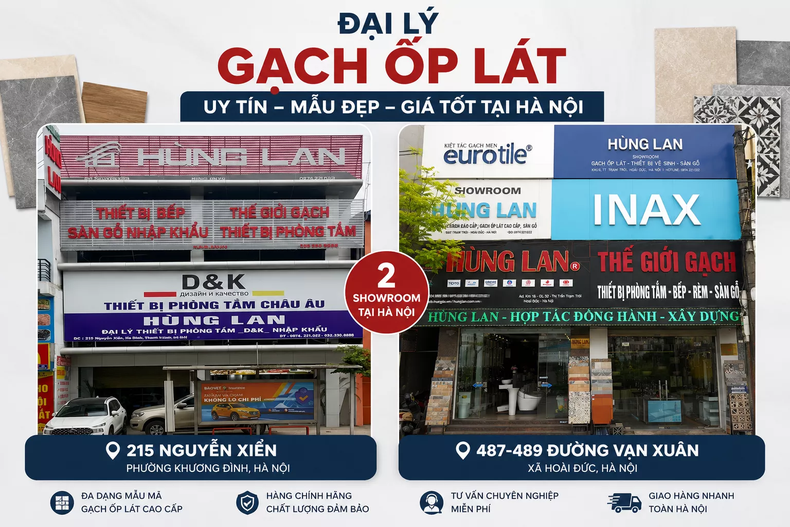 Đại lý gạch ốp lát tại Hà Nội uy tín, mẫu đẹp, giá tốt