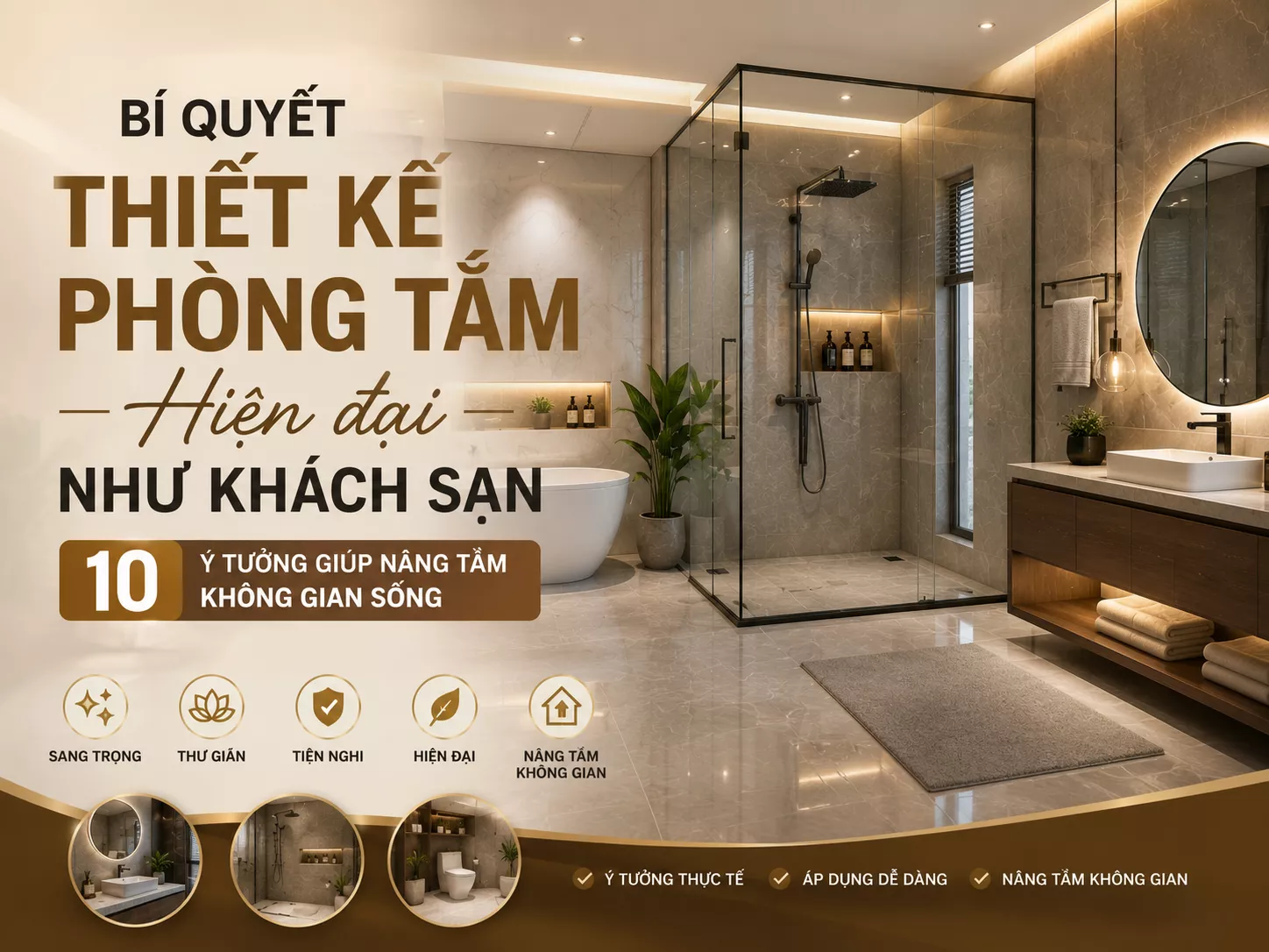 Bí quyết thiết kế phòng tắm hiện đại như khách sạn – 10 ý tưởng giúp nâng tầm không gian sống
