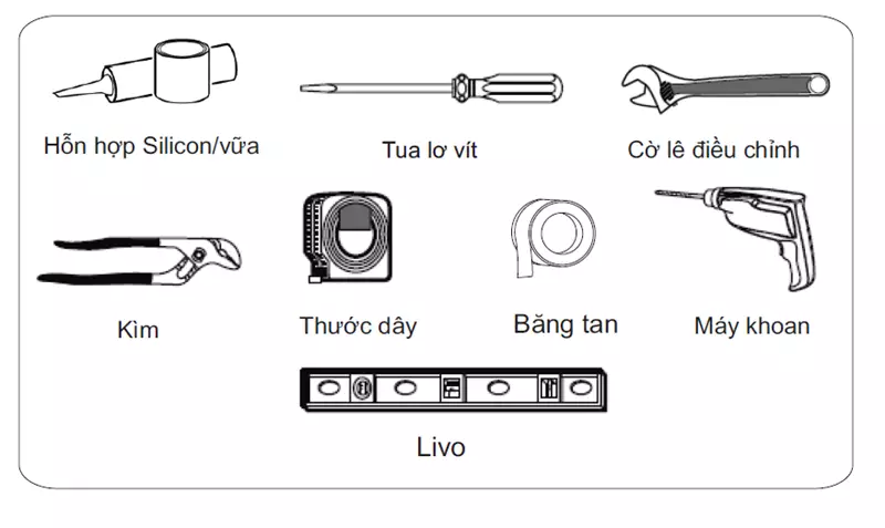 Dụng cụ lắp bồn cầu treo tường