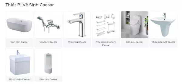 thiết bị vệ sinh Caesar tại website showroom Hùng Lan