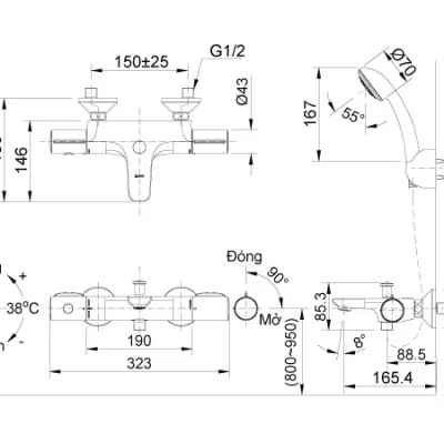 Sen tắm nhiệt độ Inax BFV-3413T-7C