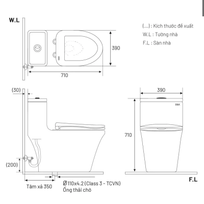 Bồn cầu 1 khối D&K GS2425