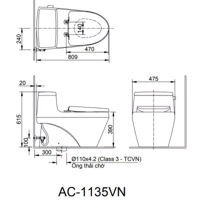 Bồn Cầu 1 Khối Inax AC-1135VN