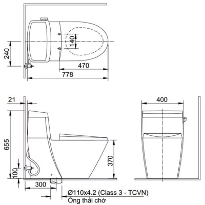 Bồn Cầu 1 Khối Inax AC-918VRN