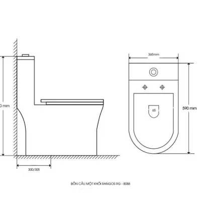 Bồn Cầu 1 Khối Rangos RG-8088