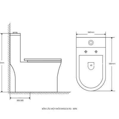 Bồn Cầu 1 Khối Rangos RG-8096
