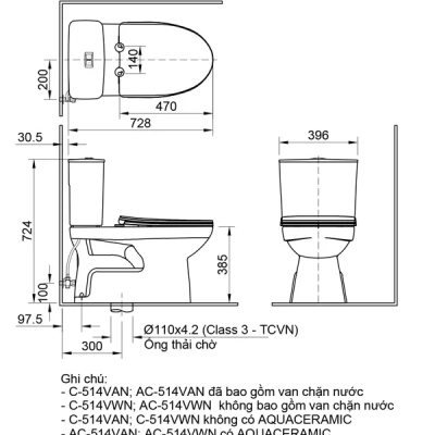 Bồn Cầu 2 Khối Inax AC-514VAN