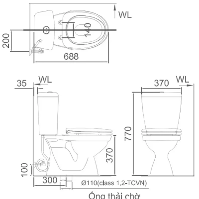 Bồn Cầu 2 Khối Inax C-108VAN