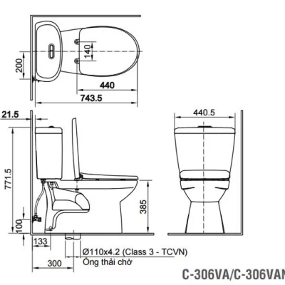 Bồn Cầu 2 Khối Inax C-306VA