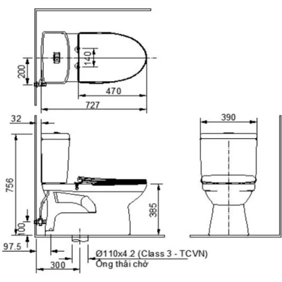 Bồn Cầu 2 Khối Inax C-504VAN-2