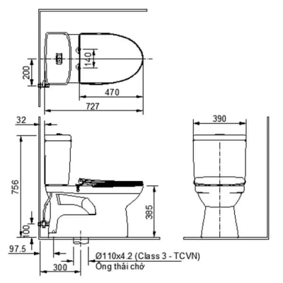 Bồn Cầu 2 Khối Inax C-504VWN-2