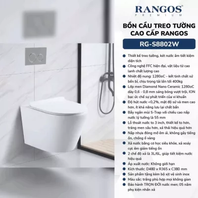 Bồn Cầu Treo Tường Rangos RG-S8802W