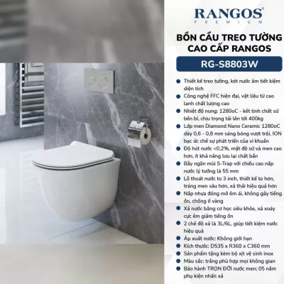 Bồn Cầu Treo Tường Rangos RG-S8803W