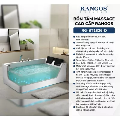 Bồn Tắm Massage Rangos RG-BT1826-D