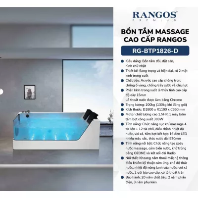 Bồn Tắm Massage Rangos RG-BTP1826-D
