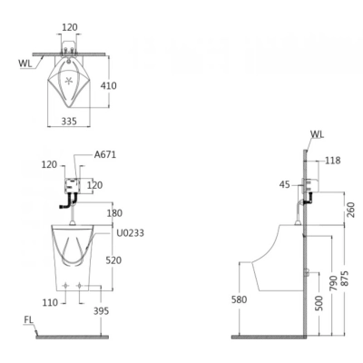 Bồn tiểu nam Caesar U0233