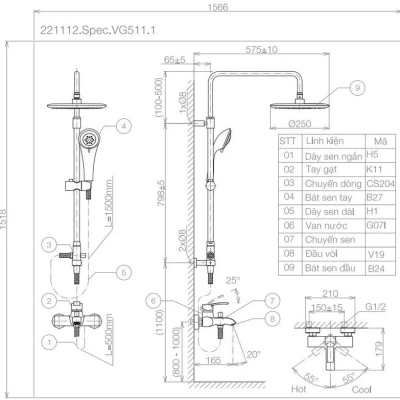 Sen tắm cây Viglacera VG511.1