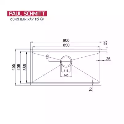 Chậu rửa bát Paul Schmitt PA90455-UD