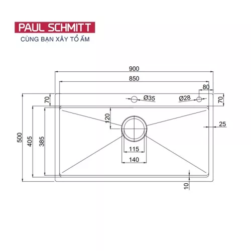 Chậu rửa bát Paul Schmitt PA9050-TD