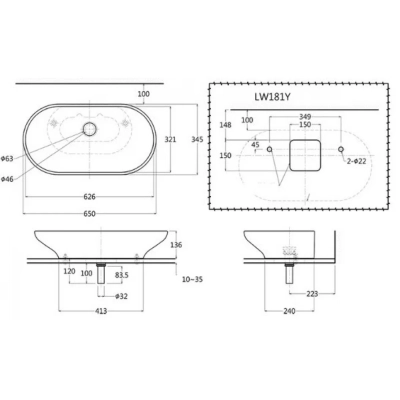 Chậu rửa đặt bàn TOTO LW181Y