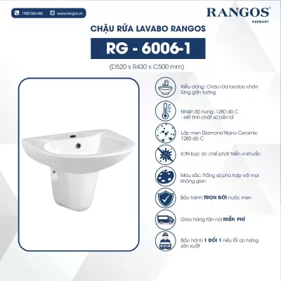 Chậu Rửa Mặt Chân Lửng Rangos RG-6006-1