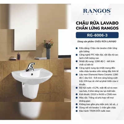 Chậu Rửa Mặt Chân Lửng Rangos RG-6006-3