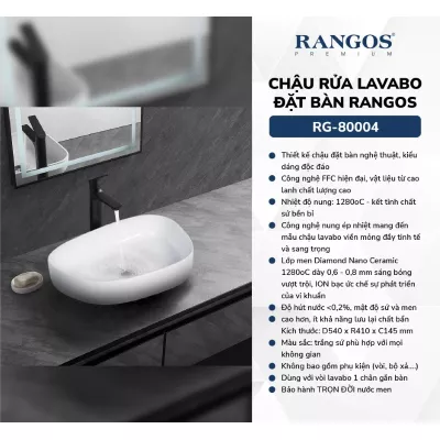 Chậu Rửa Mặt Đặt Bàn Rangos RG-80004