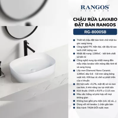 Chậu Rửa Mặt Đặt Bàn Rangos RG-80005B