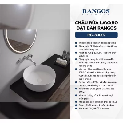 Chậu Rửa Mặt Đặt Bàn Rangos RG-80007