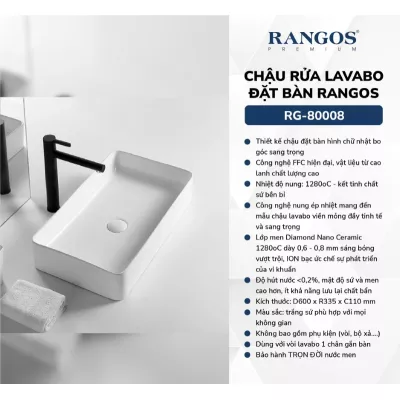 Chậu Rửa Mặt Đặt Bàn Rangos RG-80008