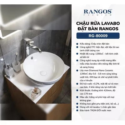 Chậu Rửa Mặt Đặt Bàn Rangos RG-80009