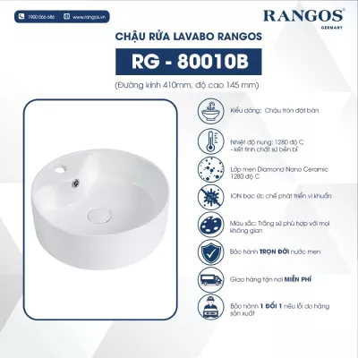 Chậu Rửa Mặt Đặt Bàn Rangos RG-80010B
