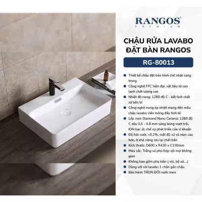 Chậu Rửa Mặt Đặt Bàn Rangos RG-80013