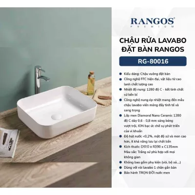 Chậu Rửa Mặt Đặt Bàn Rangos RG-80016