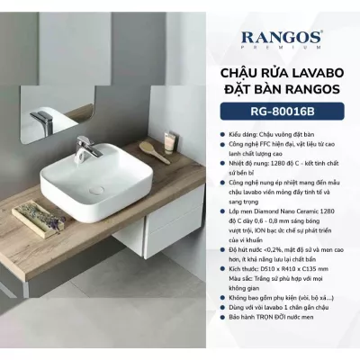 Chậu Rửa Mặt Đặt Bàn Rangos RG-80016B