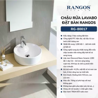 Chậu Rửa Mặt Đặt Bàn Rangos RG-80017