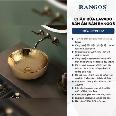 Chậu Rửa Mặt Đặt Bàn Rangos RG-DE8002