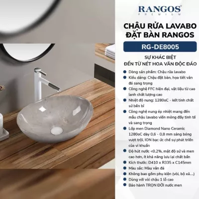 Chậu Rửa Mặt Đặt Bàn Rangos RG-DE8005