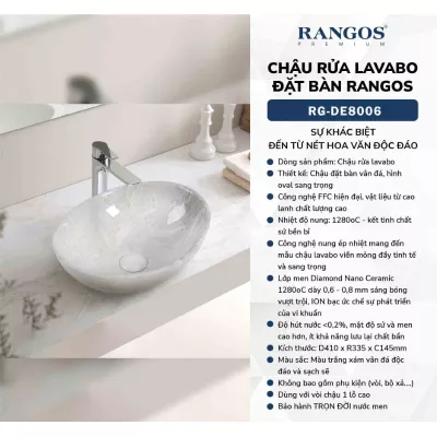 Chậu Rửa Mặt Đặt Bàn Rangos RG-DE8006