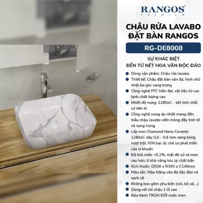 Chậu Rửa Mặt Đặt Bàn Rangos RG-DE8008