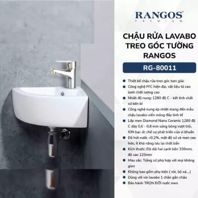 Chậu Rửa Mặt Góc Treo Tường Rangos RG-80011