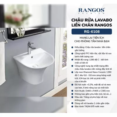Chậu Rửa Mặt Liền Chân Rangos RG-6108